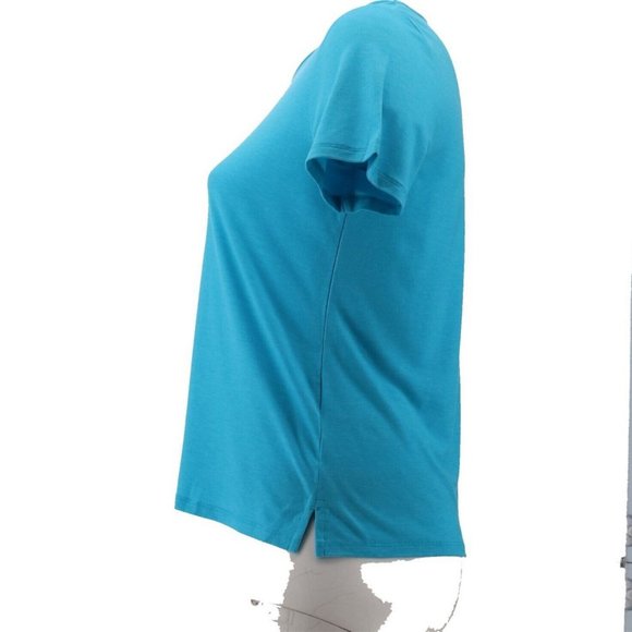 NWT LANDS' END WOMENS PETITE SHORT SLEEVE PERFECT TEE CALYPSO BLUE PS (6-8) - Picture 3 of 8